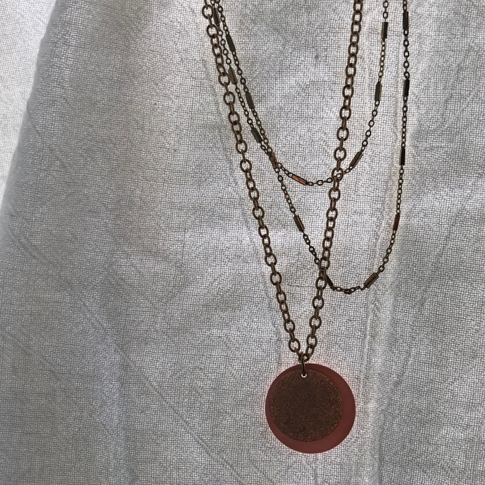 Beautiful multi-layered pink and gold necklace!